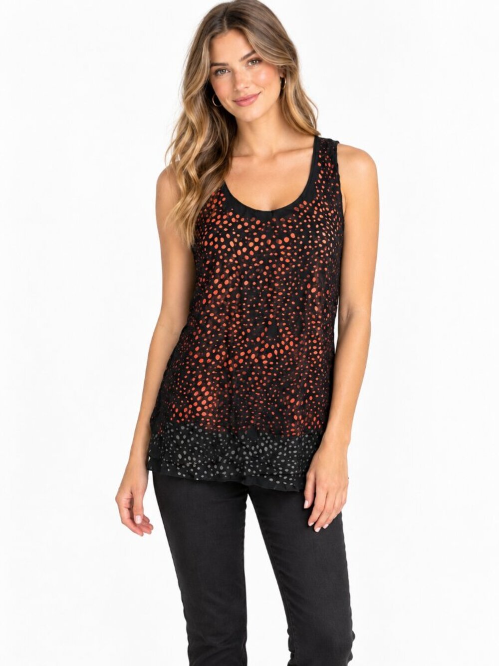 Alberto Makali Womens Black Layered Tank Top M Cut Out Scoop Neck Resort Wear